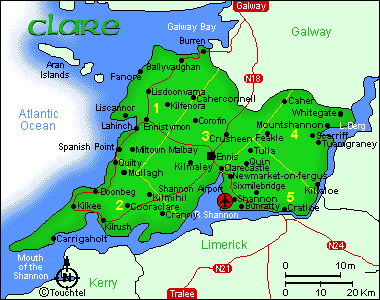 Map of Clare Ireland Travel country inns
